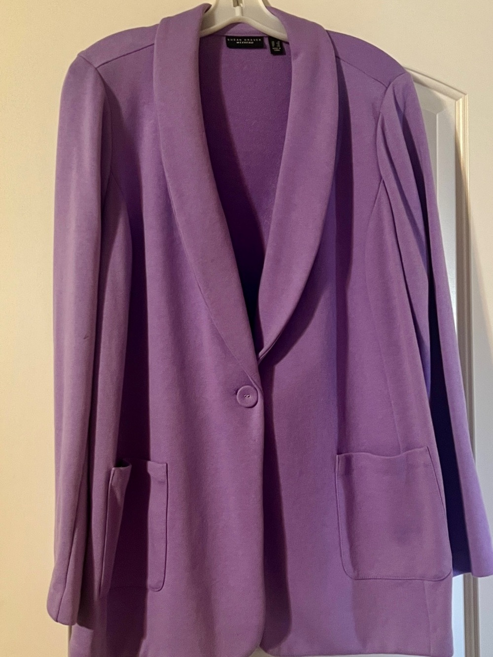Susan Graver Lavender Shawl Collar Single-Button Blazer